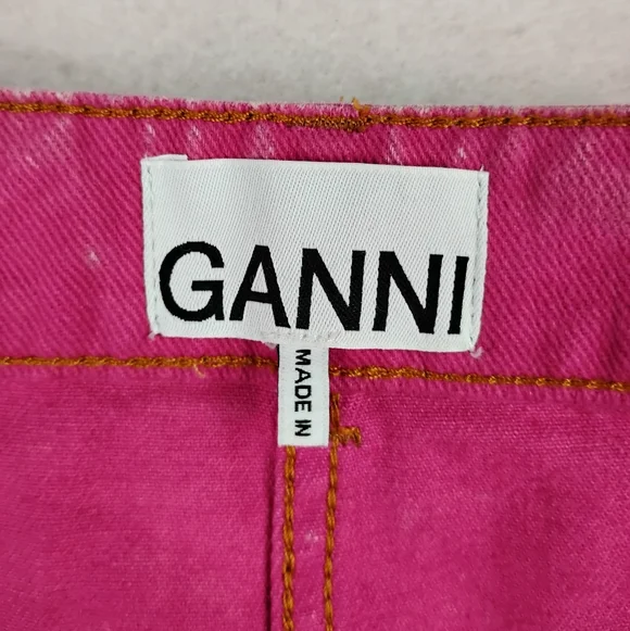 GANNI Asymmetric Denim Skirt In Washed Pink Size EU 38 US Med/6 - Picture 6 of 10